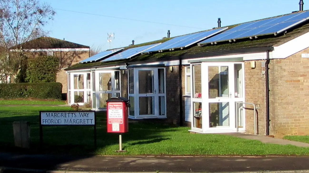 Rooftop solar panels, Sandy Lane, Caldicot - geograph.org.uk - 6372736.jpg